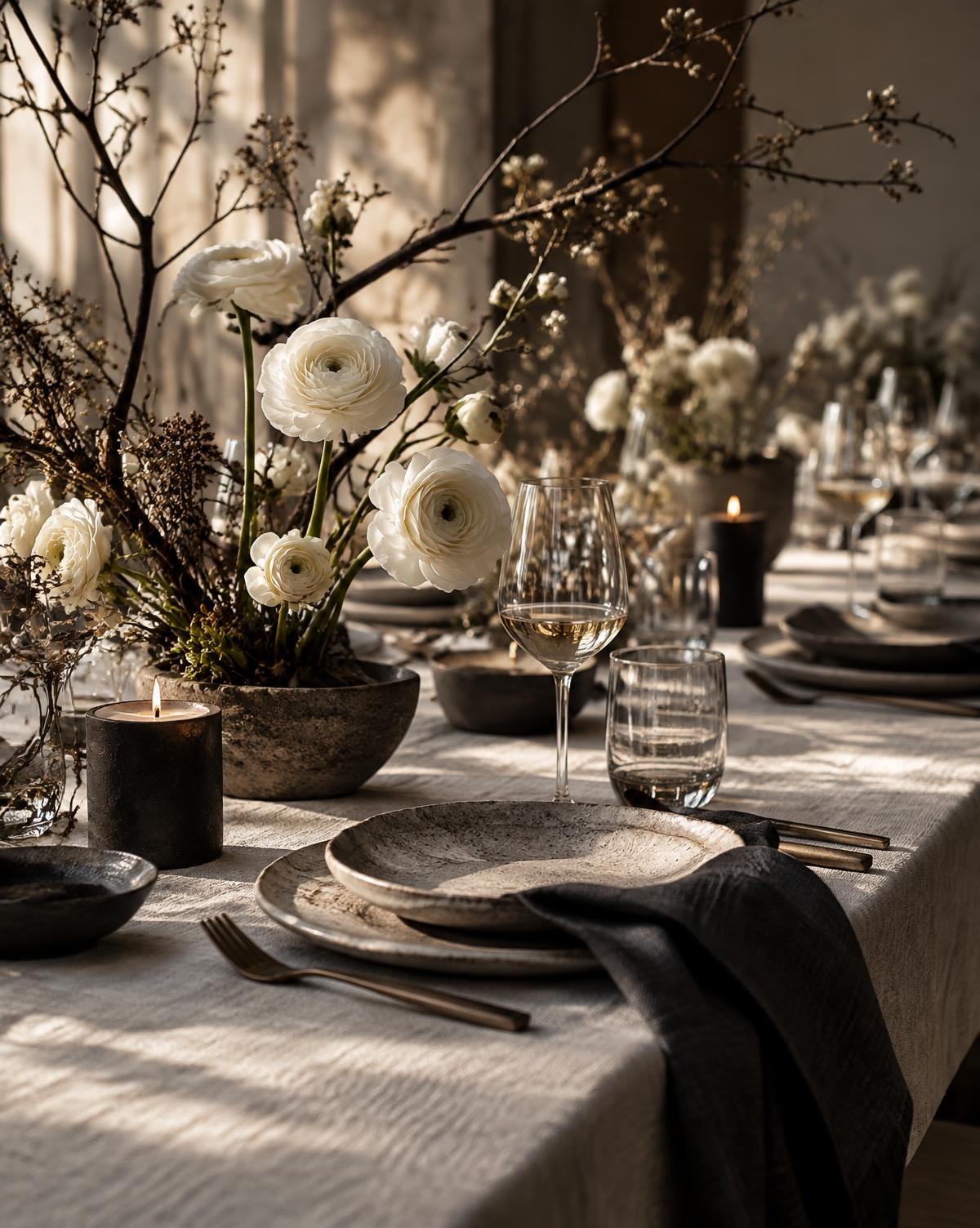 Candlelight illuminating the details of an evening event